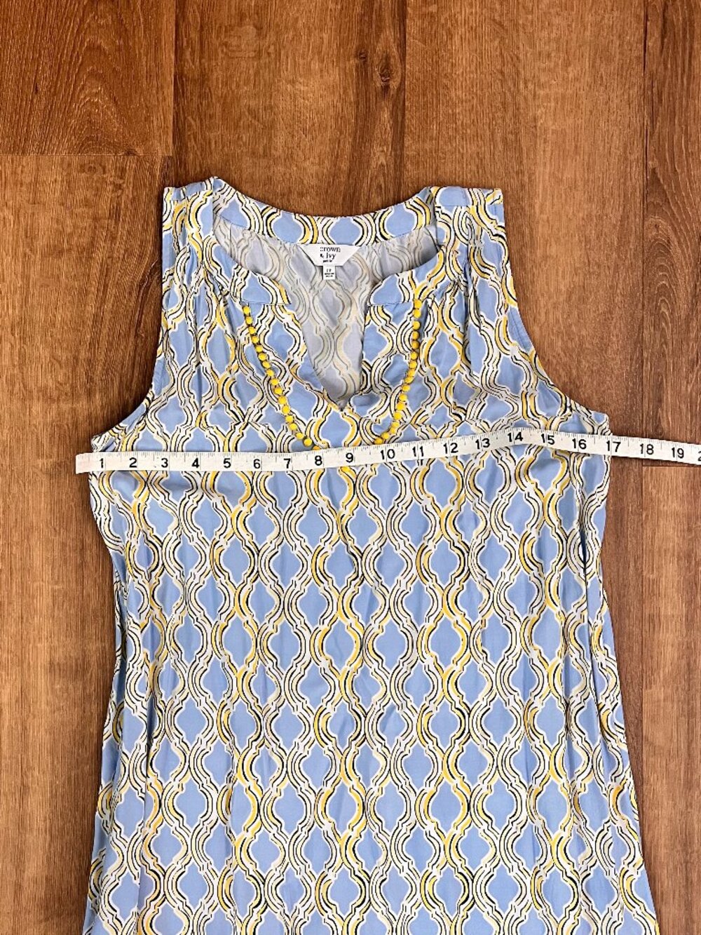 Crown & Ivy Lattice Blue and Yellow Summer Dress / Cover Up Sz SP - Picture 5 of 9
